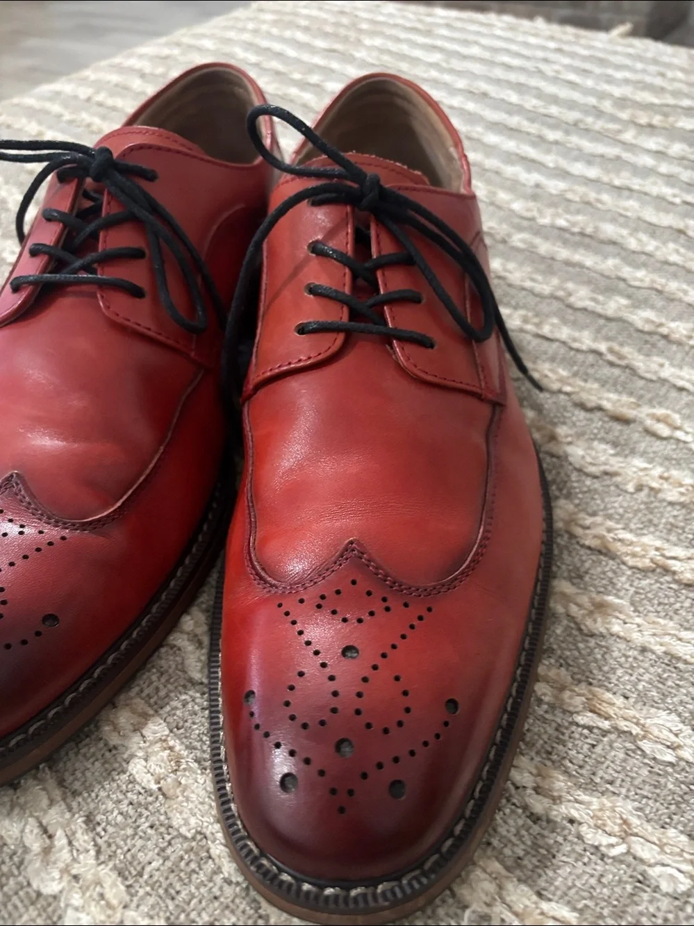 Stacy Adams Fletcher Wingtip Oxford Red Men's Dress Leather Shoes Size: 10
